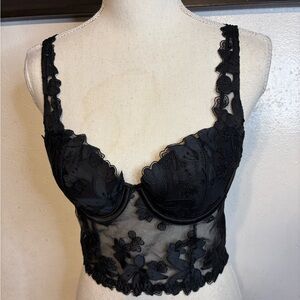 Victoria's Secret Black Floral Lace Corset